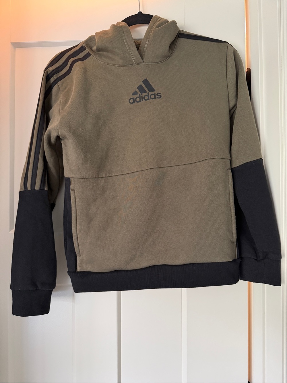 adidas Kids Olive Green & Black Hooded Sweatshirt